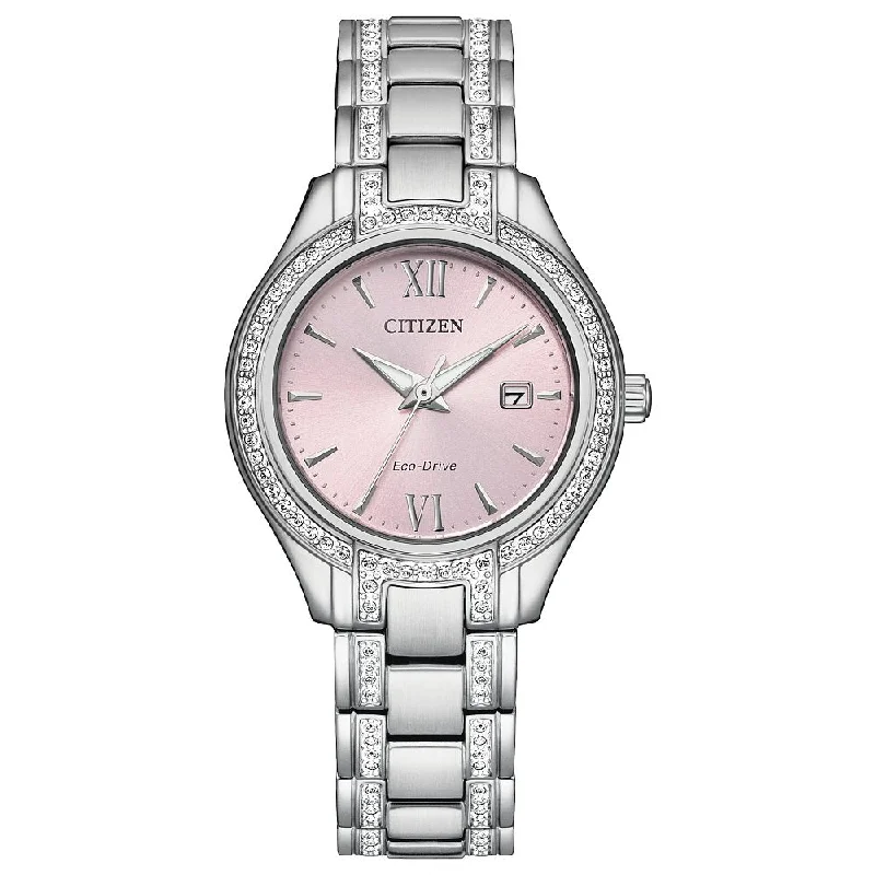 Watches With Metal Hues-CITIZEN Eco-Drive Dress/Classic Eco Crystal Eco Ladies Stainless Steel