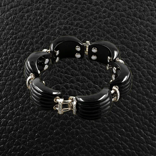 Bracelets With Simple Touch-Onyx & Diamond Bracelet