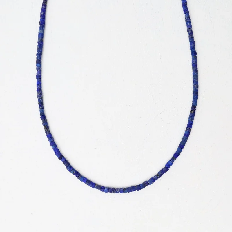 Colorful Beaded Necklaces For Summer Fashion-Lapis Simple Stone Necklace