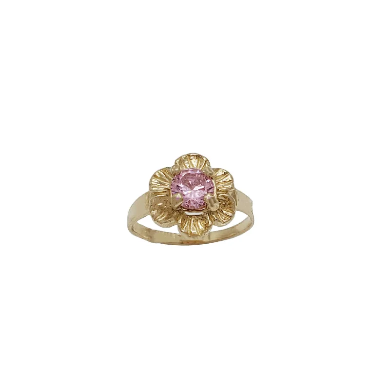 Custom Nameplate Rings For Personal Style-Baby-Sized/ Pinky CZ Flower Ring (14K)