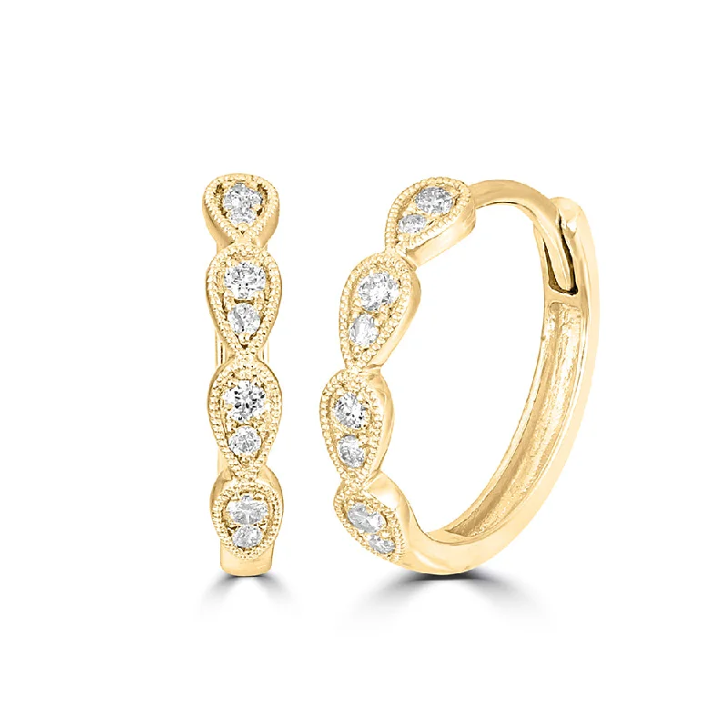 Vintage Drop Earrings For Formal Wear-14K Yellow Gold 1/10 Ct.Tw. Diamond  Stackable Hoop Earrings