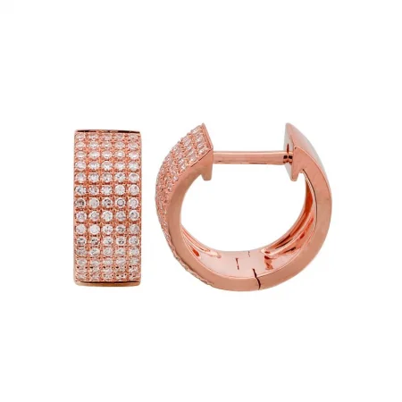 Lightweight Earrings For Comfortable Wear-14k Rose Gold Diamond Huggie Earrings