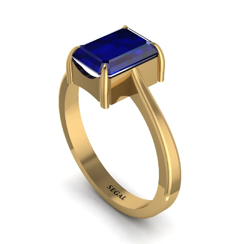 Personalized Men’s Rings For Special Occasions-Emerald Cut Sapphire Solitaire Engagement Ring - Lana No. 13