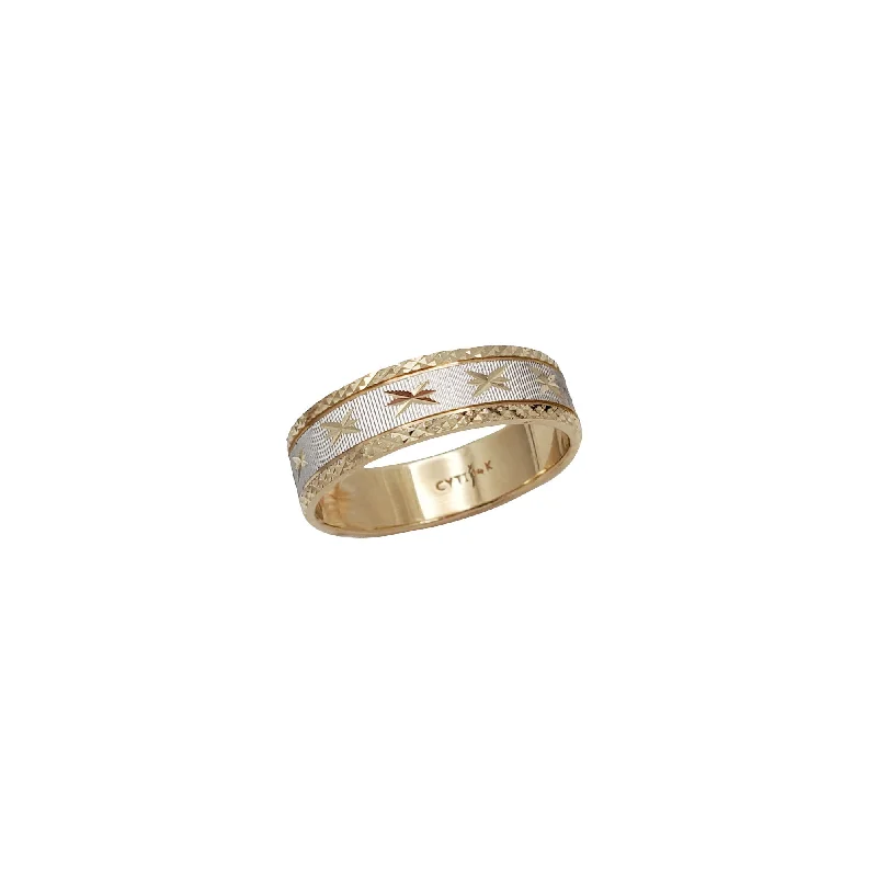 Custom Couple Rings For Anniversary Gifts-Two-Tone Diamond-Cut Wedding Band Ring (14K)