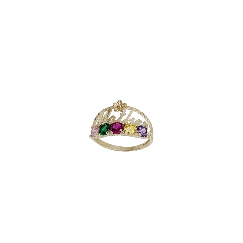 Stunning Gemstone Rings For Weddings-Multi-Color Stone Mom Ring (14K)