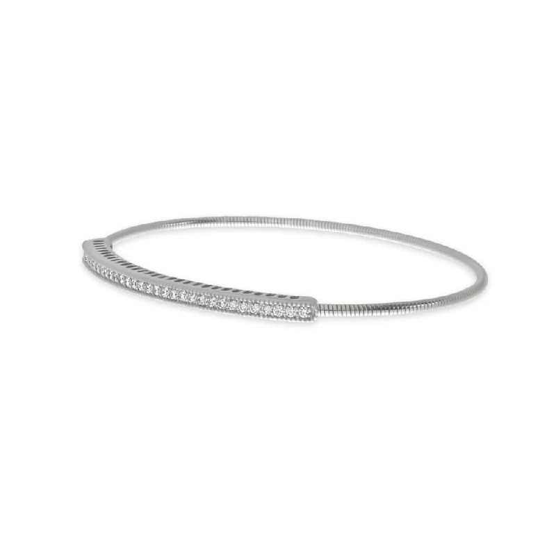 Bracelets For Office Wear-14K White Gold Diamond Expandable Bracelet BVB1060W