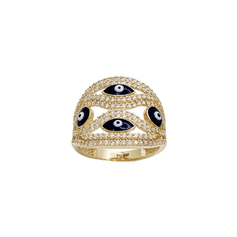 Unique Silver Rings For Personalized Style-Zirconia Evil Eye Ring (14K)