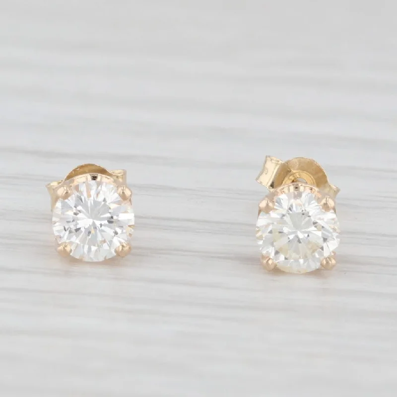 Colorful Gemstone Earrings For Playful Looks-0.50ctw Diamond Round Solitaire Stud Earrings 14k Yellow Gold