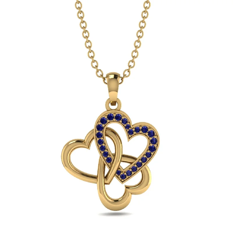 Statement Pendant Necklaces For Bold Style-Three Hearts Intertwined Sapphire Necklace - Harlow No. 13