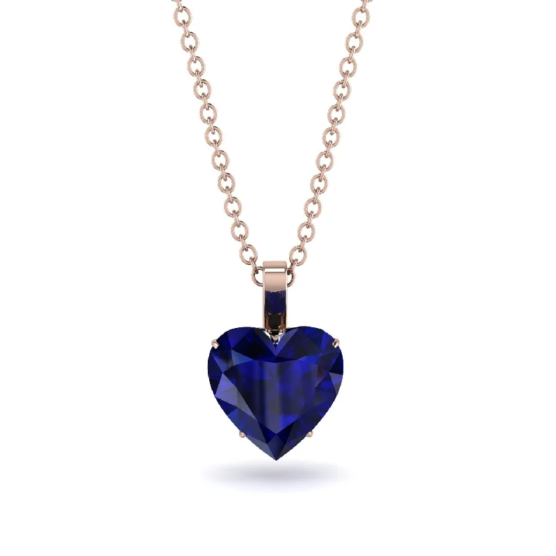 Classic Rope Necklaces For Timeless Fashion-Heart Sapphire Necklace - Noelle No. 44