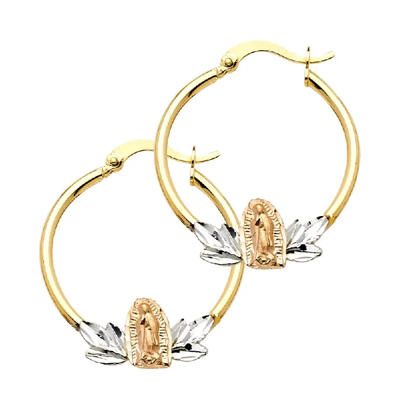 Gold Plated Earrings With Crystals-14K Guadalupe Hoop Earrings