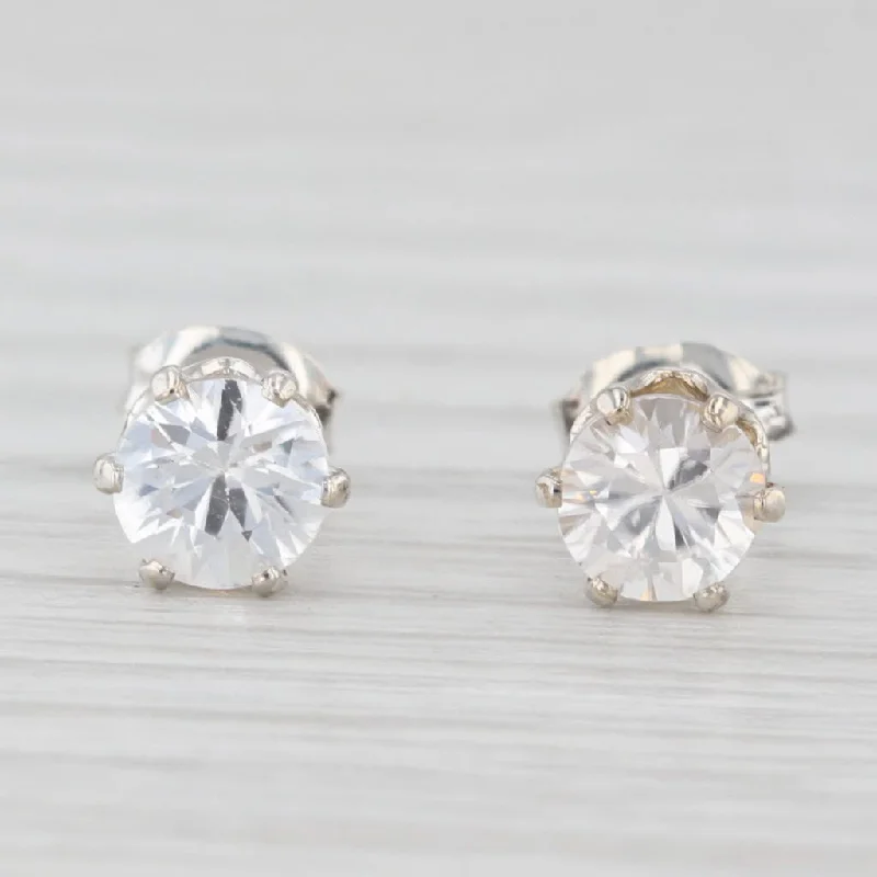 Trendy Chain Drop Earrings For Unique Style-0.80ctw Moissanite Stud Earrings Sterling Silver Round Solitaire