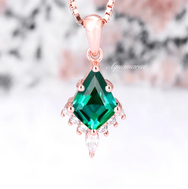 Gorgeous Earrings For Evening Parties-Skye Kite™  Kite Emerald Necklace- 14K Rose Gold Vermeil