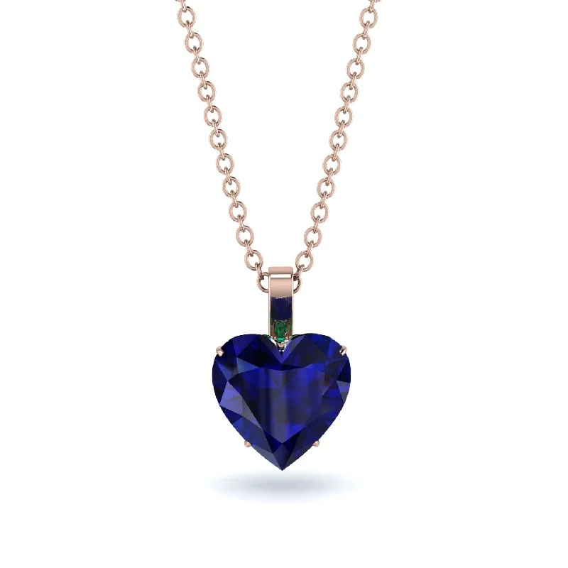 Vintage Pendant Necklaces For Retro Glam-Heart Sapphire Necklace - Noelle No. 29