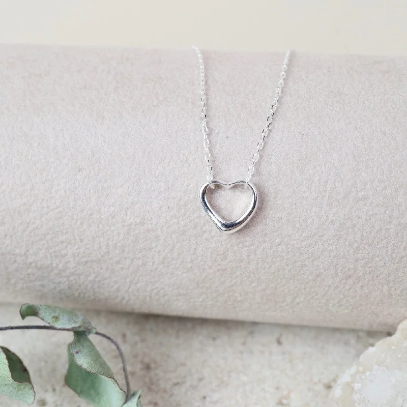 Bohemian Necklaces For Free-Spirited Fashion-Sterling Silver Open Heart on Fine Cable Chain Necklace