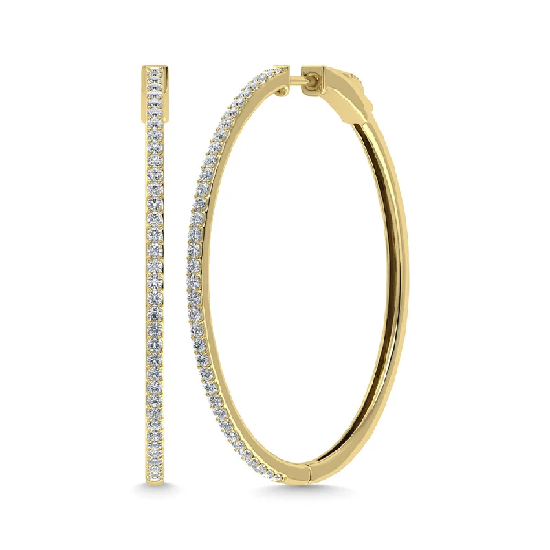 Artistic Earrings For Creative Looks-Diamond  1 1/3 Ct.Tw. Hoop Earrings in 10K Yellow Gold