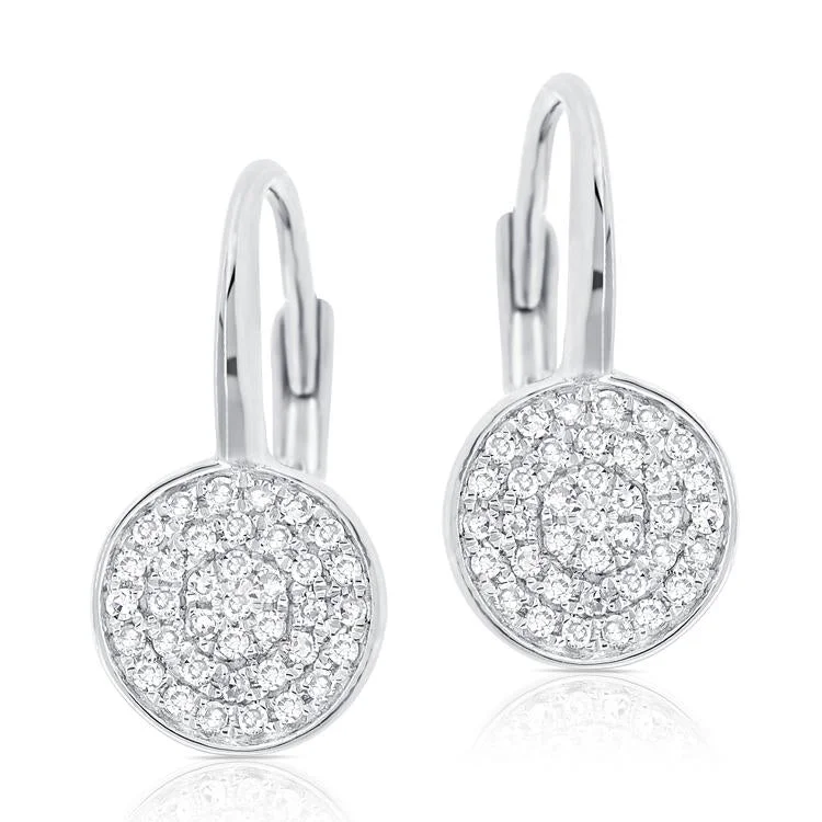 Trendy Resin Hoop Earrings For Bold Fashion-14K White Gold Diamond Disc Drop Earrings