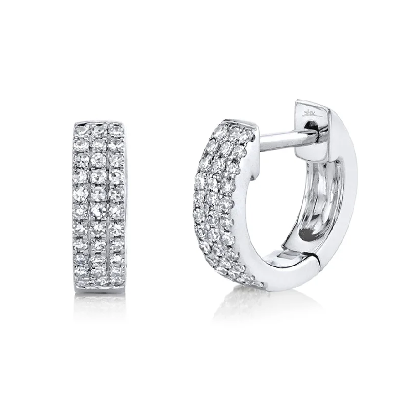 Silver Earrings For Timeless Fashion-14K White Gold Pave Huggie Earring