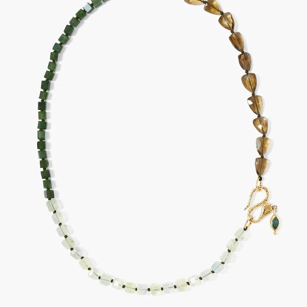 Dainty Crystal Necklaces For Casual Chic-Naomi Necklace Green Mix