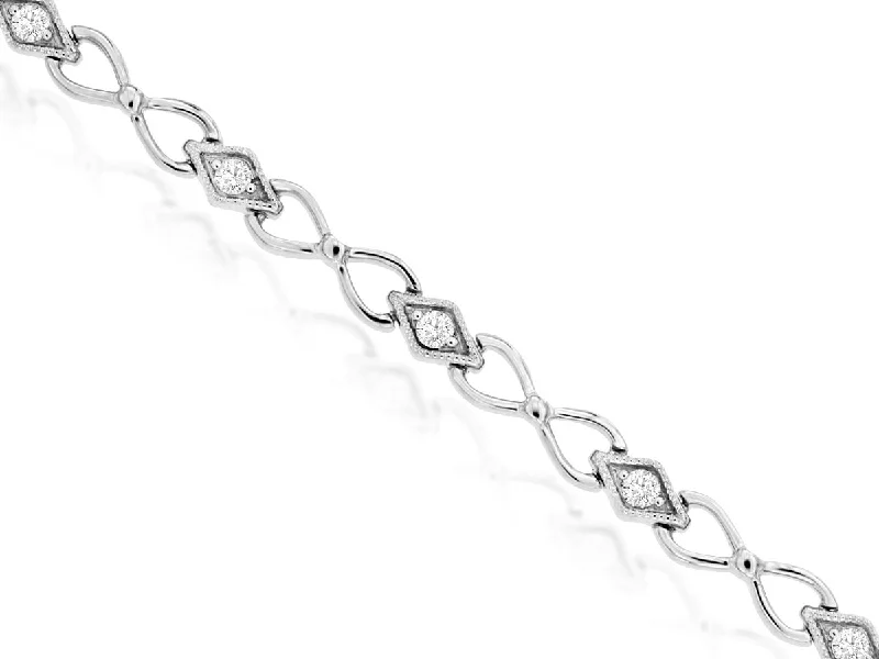 Bracelets For Outdoor Events-14K White Gold Infinity and Diamond Bracelet