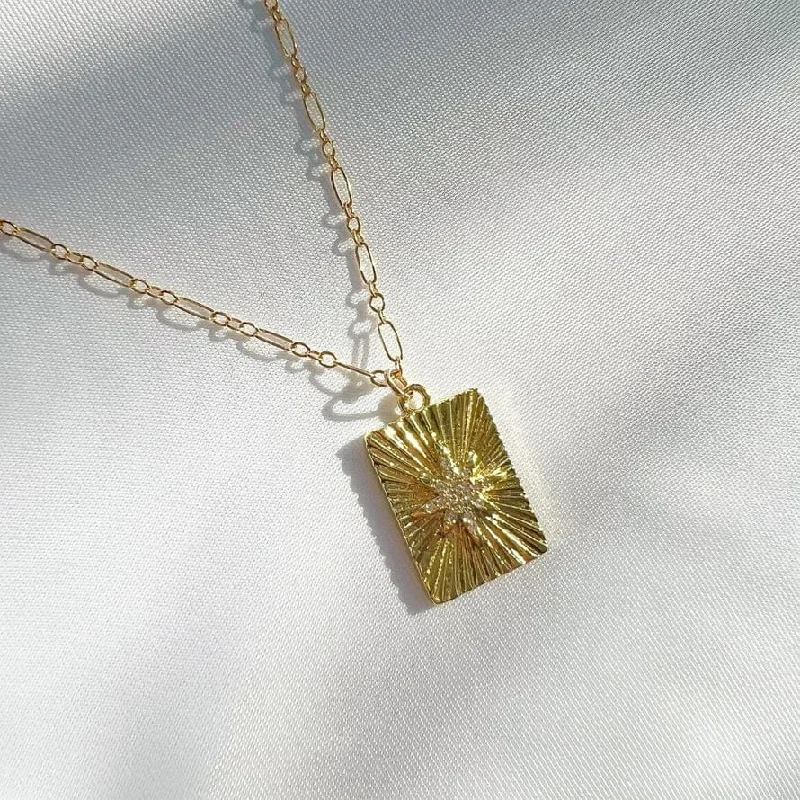 Personalized Birthstone Necklaces For Thoughtful Gifts-Starburst Pendant Necklace Gold Filled