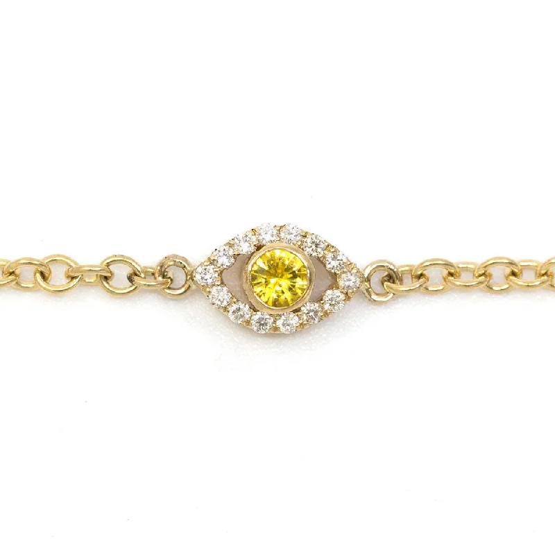 Bracelets For Special Occasions-Apotropaic Evil Eye Yellow Sapphire & Diamond Bracelet