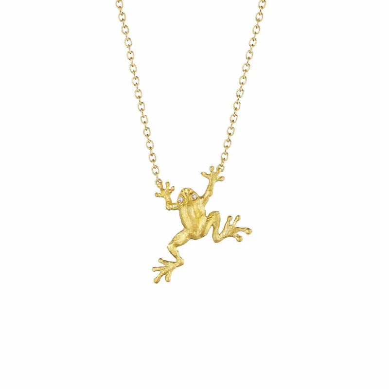 Classic Gold Pendant Necklaces For Everyday Glam-Climbing Frog Necklace