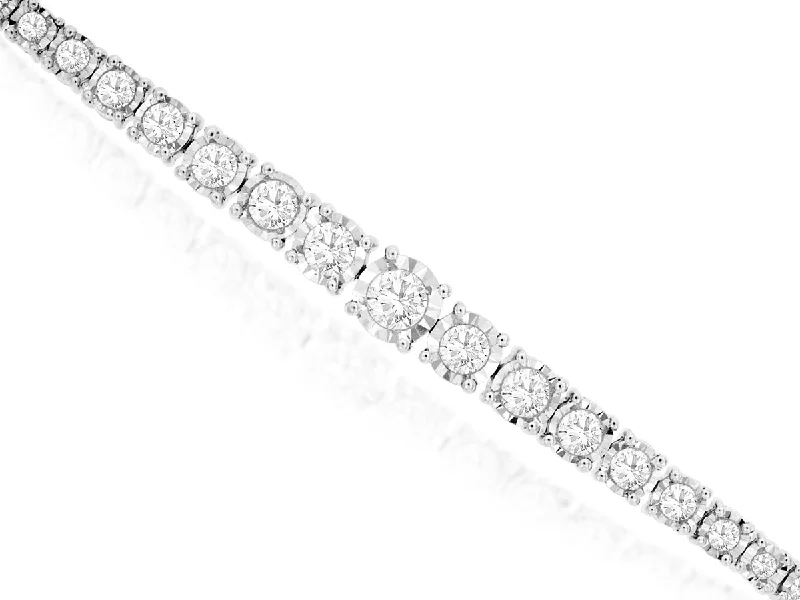 Bracelets With Heart Shaped Designs-14K White Gold Round Diamond Tennis Bracelet