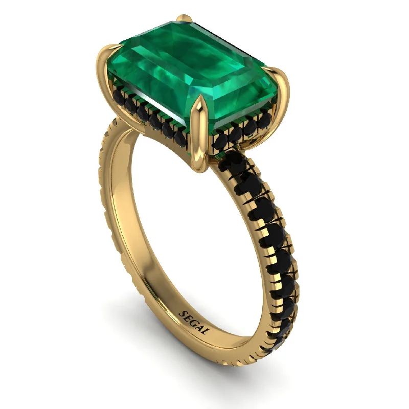 Custom Rings For Bridesmaids Gifts-Emerald-Cut Emerald Pavé Engagement Ring - Daphne No. 34