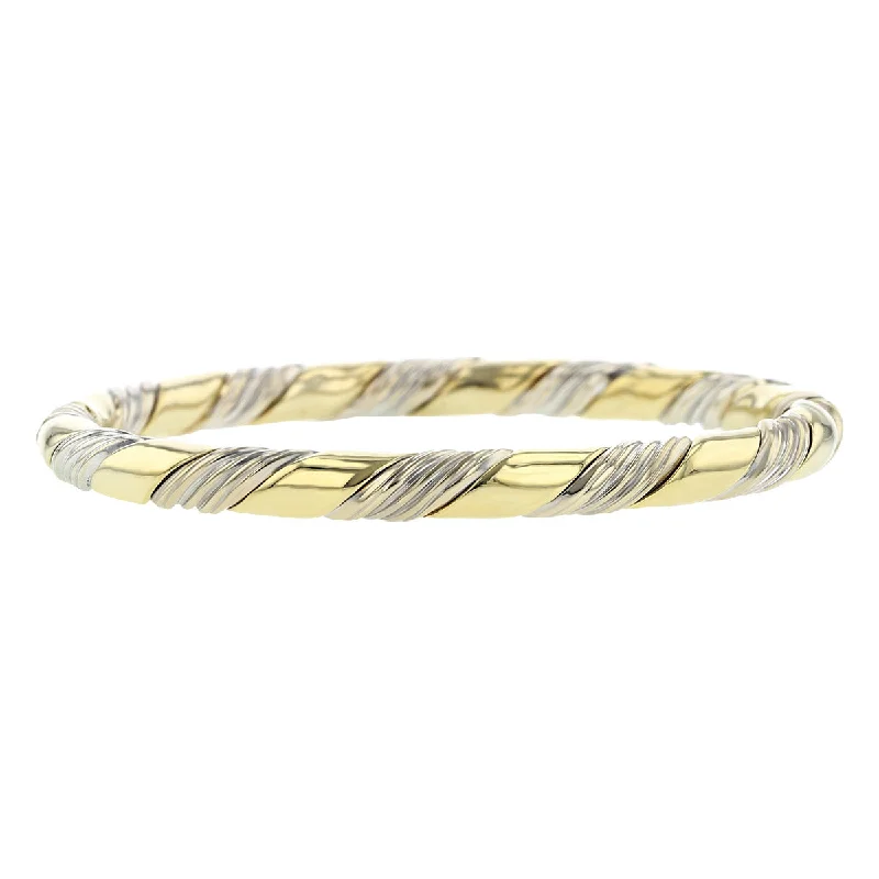 Bangles For Vintage Fashion-14K Yellow and White Gold Bangle Bracelet