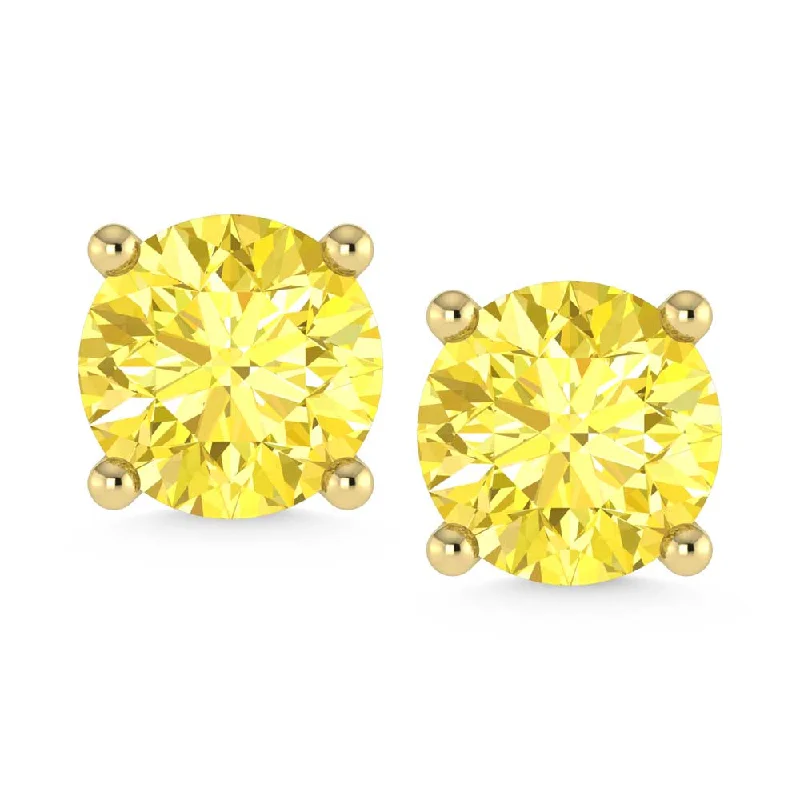 Personalized Earrings For One-of-a-Kind Gifts-IGI Certified 14K Yellow Gold Lab Grown Yellow Diamond 4 Ct.Tw. Stud Earrings