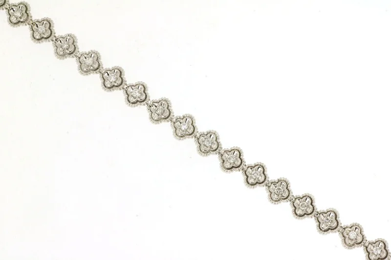 Bracelets For Friendship Day-14K White Gold Round Diamond Fancy Bracelet