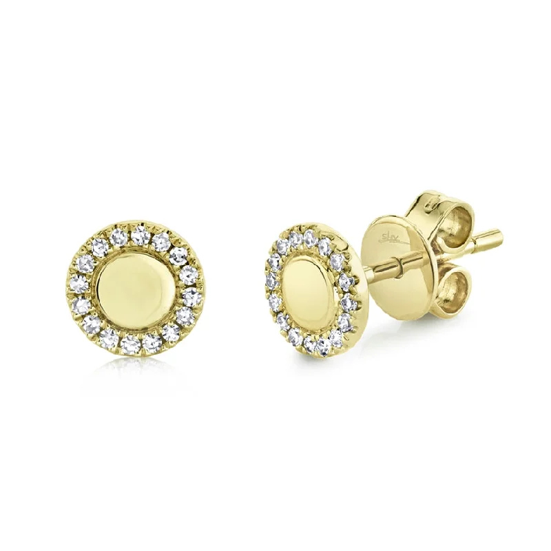 Modern Hoop Earrings For Trendy Looks-14k Yellow Diamond High Polished Stud Earrings