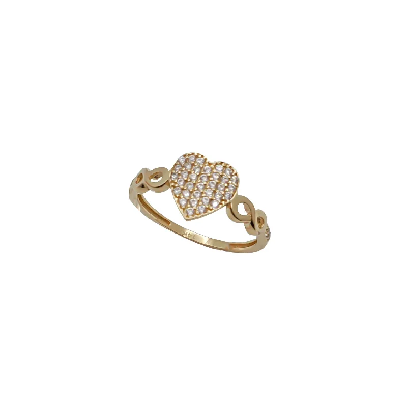 Fashionable Stack Rings For Trendy Looks-Infinity Band Heart Cubic Zirconia Ring (14K)