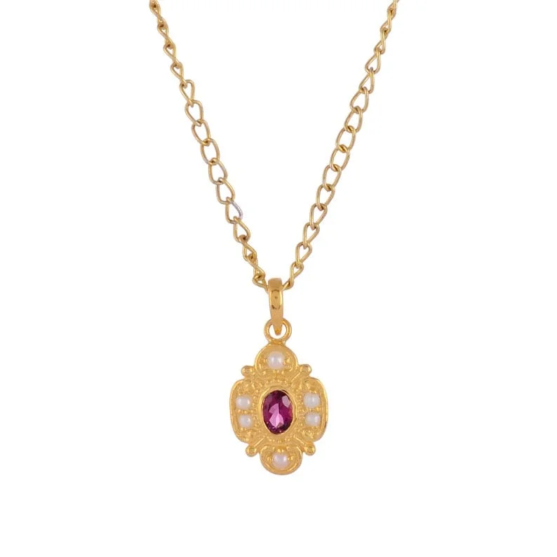 Bold Gemstone Necklaces For Special Occasions-Tourmaline & Pearl Pendant Necklace