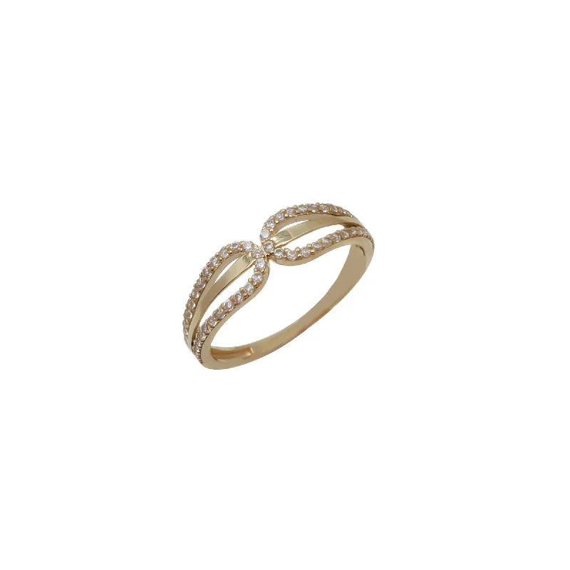 Fashionable Gemstone Rings For Casual Wear-Fancy Criss Cross Ring (14K)