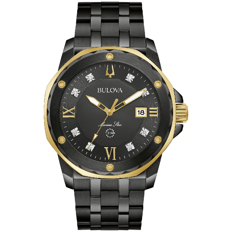 Watches With Personalized Art-Bulova Performance Marine Star Mens Watch Stainless Steel