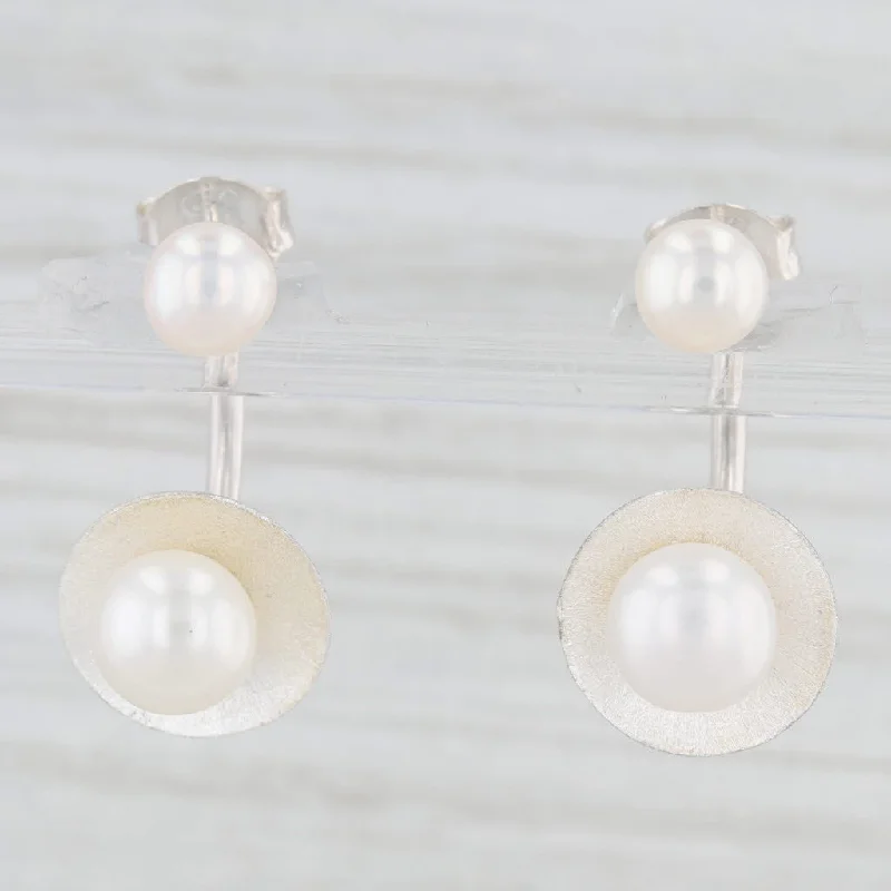 Beautiful Pearl Drop Earrings For Weddings-Cultured Pearl Drop Earrings Sterling Silver Convertible to Studs