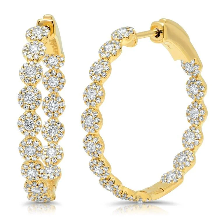 Unique Resin Earrings For Eco-Friendly Style-14K Yellow Gold Diamond Halo Hoop Earrings