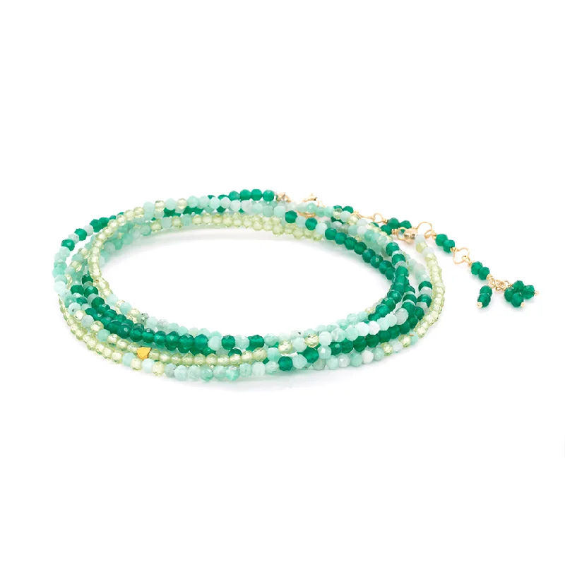 Modern Long Necklaces For Casual Style-Ombre Mint Wrap Bracelet & Necklace