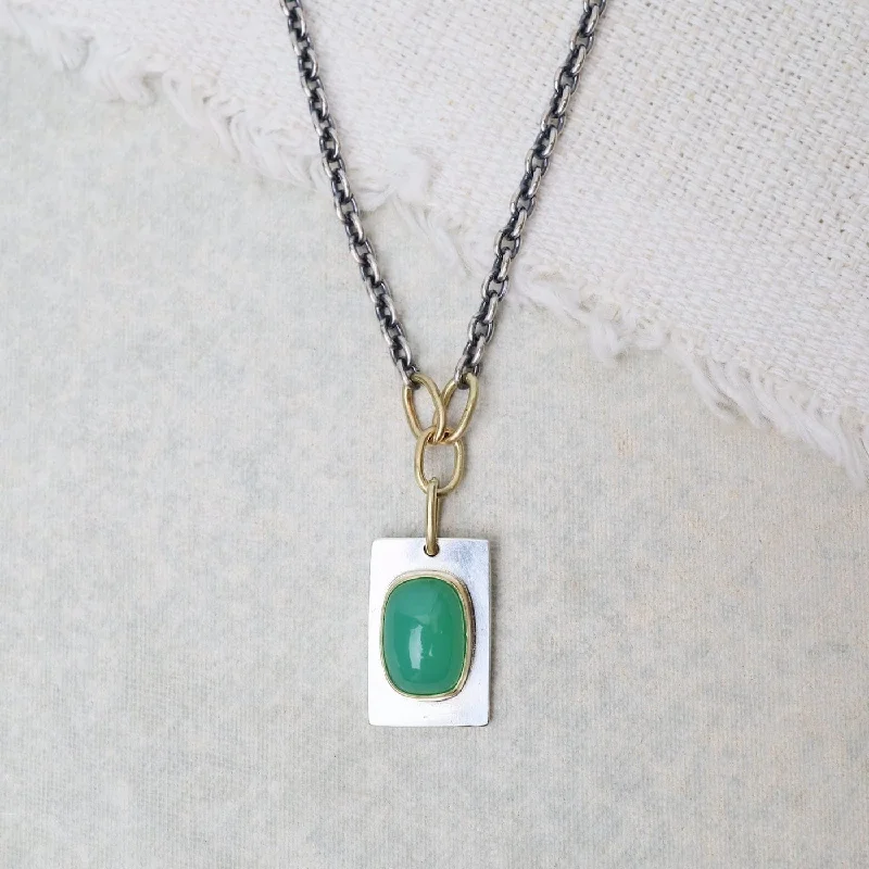 Elegant Layered Necklaces For Brides-One Of A Kind Chrysoprase Portal Necklace