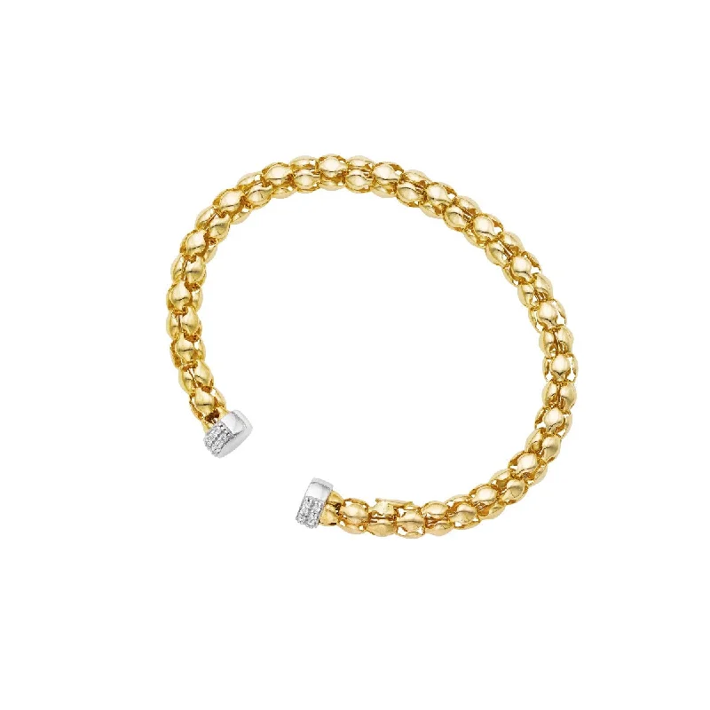 Bracelets With Feather Accents-14K Yellow Gold .28CT Diamond Processco Cuff Bracelet TBG8224