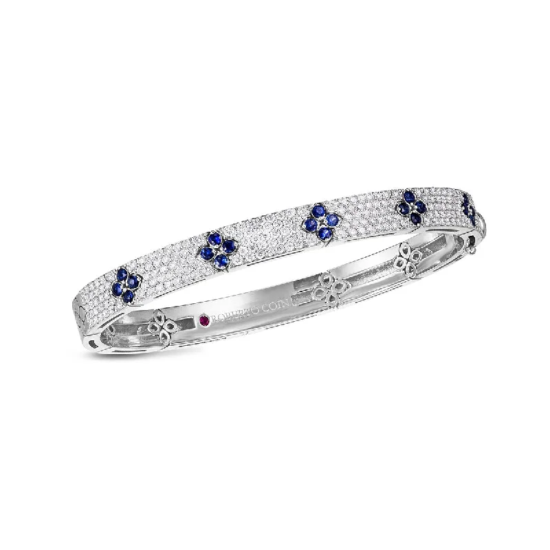 Bangles For Minimalist Jewelry Lovers-18K Love in Verona Pave Diamond and Blue Sapphire Bangle