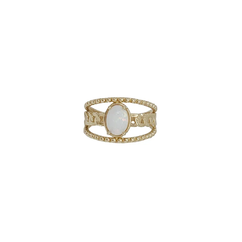 Women’s Fashion Rings For Every Occasion-Zirconia Opal Cuban  Ring (14K)