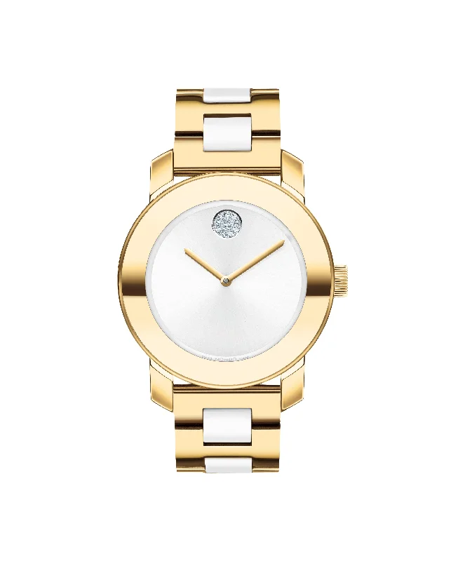 Watches In Antique Style-Movado Bold Iconic Mixed Material