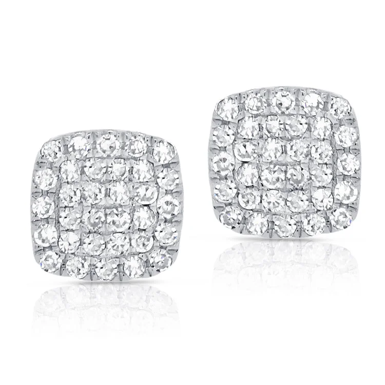 Fashionable Resin Earrings For Summer Look-14K White Gold Diamond Cushion Shape Earrings