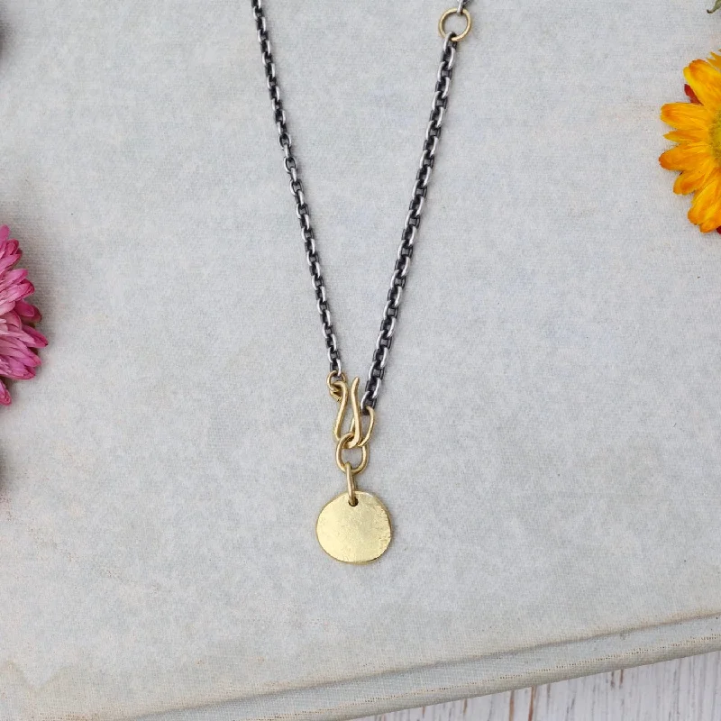 Elegant Pendant Necklaces For Bridesmaids-18k Golden Medallion Lariat Necklace