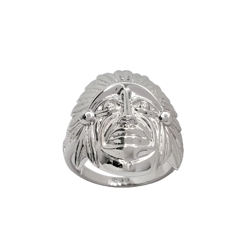 Elegant Men’s Engagement Rings For Special Occasions-Indian Head Chief Ring (Silver)