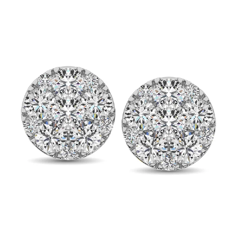 Dazzling Earrings For Special Occasions-14K White Gold 3/8 Ct.Tw. Diamond Flower Stud Earrings