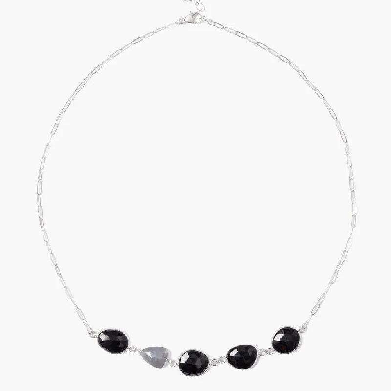 Modern Pearl Necklaces For Wedding Jewelry-Onyx Mix Valencia Necklace